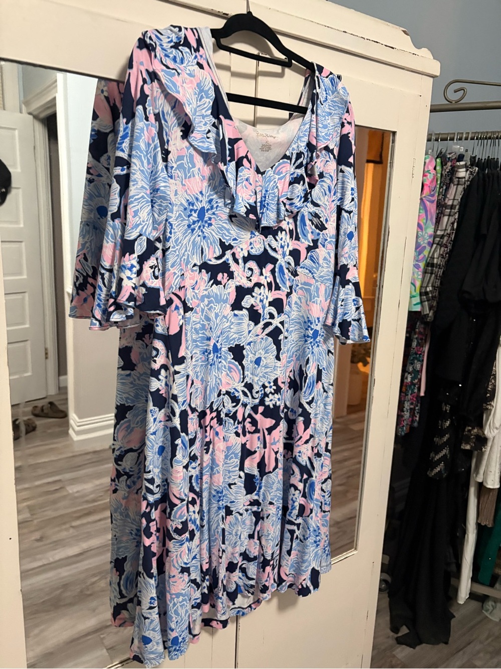 Lilly Pulitzer Stirling Dress in the "Bright Navy Amore Please" print